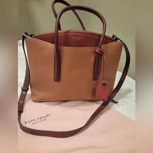 Kate Spade Margaux Medium Satchel Handbag Top Handle Crossbody Rose & Red Purse